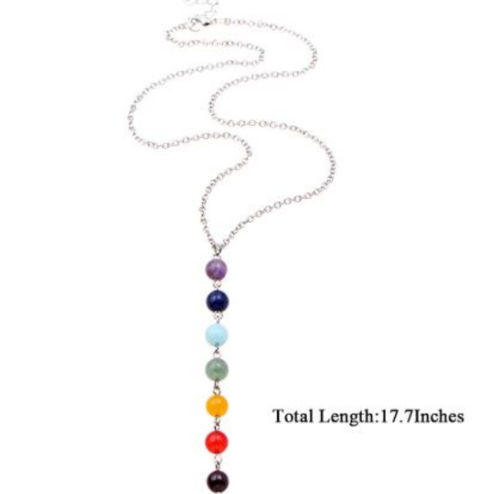 7 Chackra Healing Beaded Stone Necklace - Picture 4 of 8